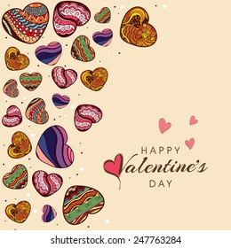 Beautiful floral design decorated hearts for Happy Valentines Day celebration.