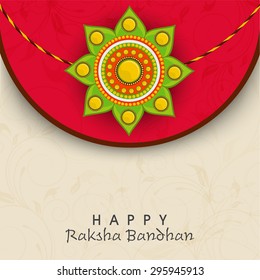 Beautiful floral design decorated rakhi on stylish background for Indian festival, Happy Raksha Bandhan celebration.