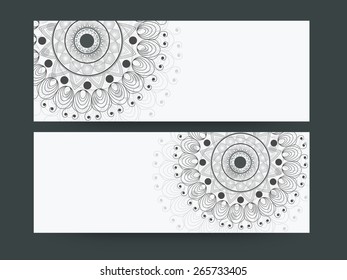 Beautiful floral design decorated website header or banner set with copyspace for text.