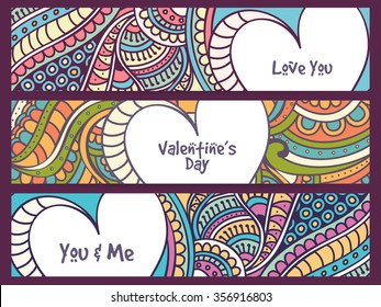 Beautiful floral design decorated, Website header or banner set for Happy Valentine's Day celebration.