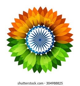 Beautiful floral design flag colors on white background for Happy Indian Independence Day 