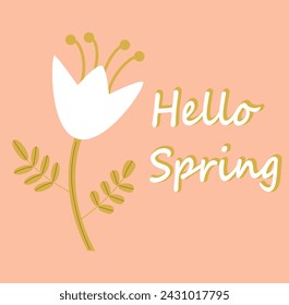 Beautiful floral design with Hello Spring text for banner template, vector.