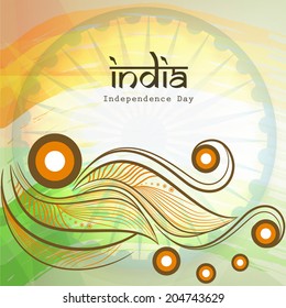 Beautiful floral design in Indian National Flag colors with stylish text India on national flag colors for 15th of August, Indian Independence Day celebrations. 