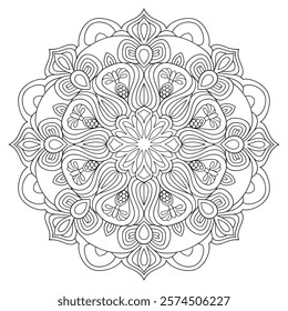 Beautiful floral design line art, coloring page