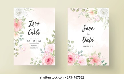 Beautiful floral design wedding invitation card