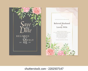 Beautiful floral design wedding invitation card