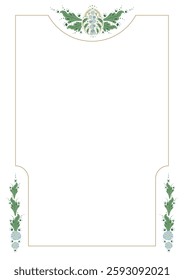 Beautiful floral easter egg theme border frame background decorated in classic elegant art nouveau victorian design style for invitation, certificate, book pages, brochure, template, layout, etc