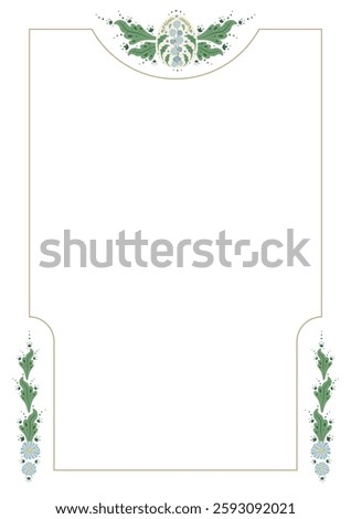 Beautiful floral easter egg theme border frame background decorated in classic elegant art nouveau victorian design style for invitation, certificate, book pages, brochure, template, layout, etc