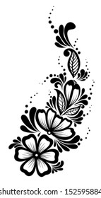  Beautiful floral element. Black-and-white flowers and leaves design element. Floral design element in retro style. Many similarities to the author's profile