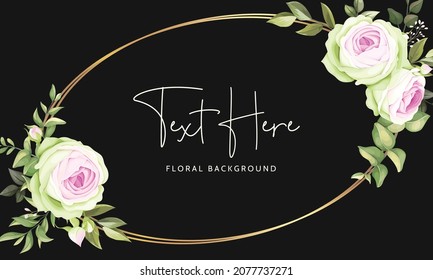 Beautiful floral frame background with blooming rose flower