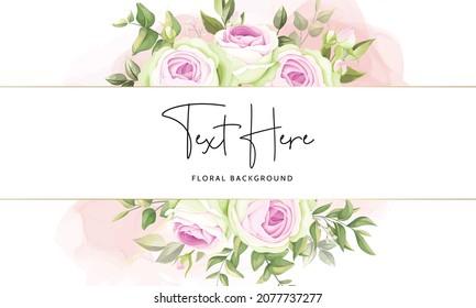 Beautiful floral frame background with blooming rose flower