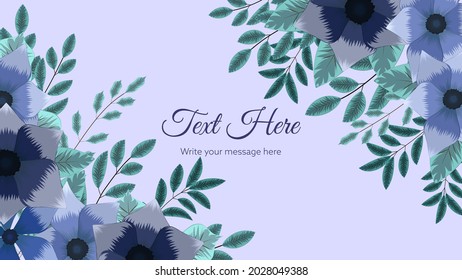 Beautiful floral frame background template with soft nature flowers, leaves, branches, place for text for web banners, posters, social media, apps, ads, invitations. Vector Illustration.