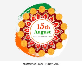 Beautiful Floral Frame Design for Happy Independence Day, 15th August.