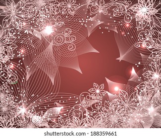 Beautiful floral frame design with swirls, flowers.With clipping mask