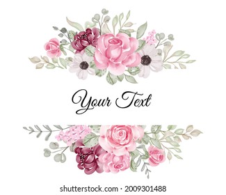 Beautiful floral frame with elegant flower  with leaves