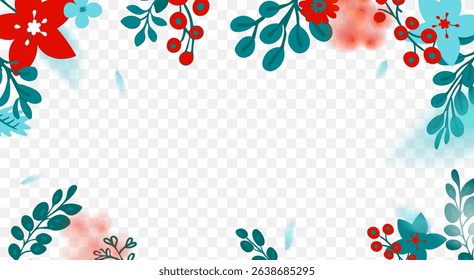 A Beautiful Floral Frame Featuring Vibrant Red and Teal Elements Perfect for Seasonal Designs