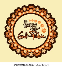 Beautiful floral frame for Gudi padwa Indian lunar new year's Day Observed or celebrated by Marathi Hindus, Konkani.Eps10