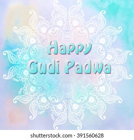 Beautiful floral frame for Gudi padwa Indian lunar new year's Day Observed or celebrated by Marathi Hindus, Konkani. Eps10