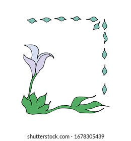 Beautiful floral frame hand drawn calla flower and rhombuses. For your design, greeting cards, wedding invitation. Vector EPS 10 isolated on white background. Flower concept of nature.