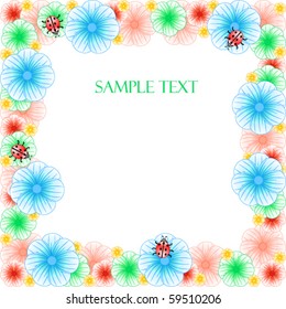 Beautiful floral frame with ladybirds