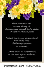beautiful floral frame on black background. For your design of greeting cards, invitations and greeting cards for birthday, Valentine's day, wedding, party and more. Vector illustration.