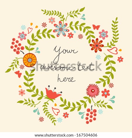 Beautiful floral frame with place for text