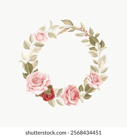 Beautiful Floral Frame With Red Flowers. Illustrator and designer. Wedding Invites, save the date, Birthday Invites, Video Invites, E-Cards.