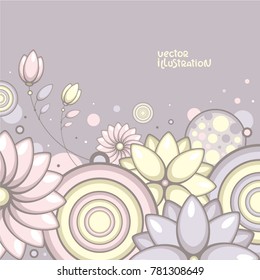 Beautiful floral frame template with place for your text. Elegant floral collection. Design for invitation, wedding or greeting cards.
