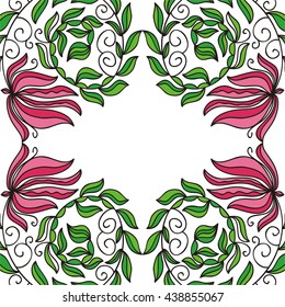 Beautiful floral frame. Vector illustration.