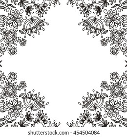 Beautiful floral frame. Vector illustration.