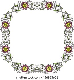Beautiful floral frame. Vector illustration.