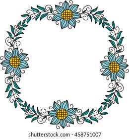 Beautiful floral frame. Vector illustration.
