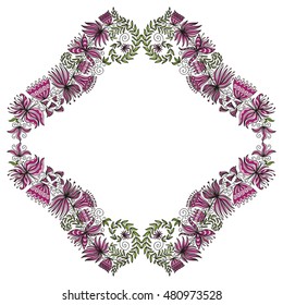 Beautiful floral frame. Vector illustration.