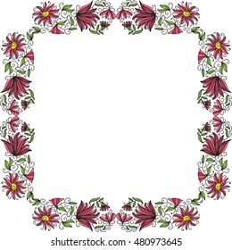 Beautiful floral frame. Vector illustration.