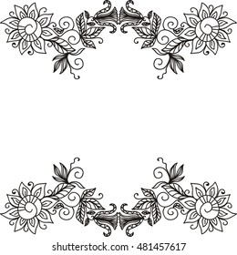 Beautiful floral frame. Vector illustration.