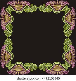 Beautiful floral frame. Vector illustration.