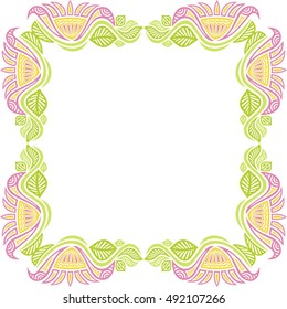 Beautiful floral frame. Vector illustration.
