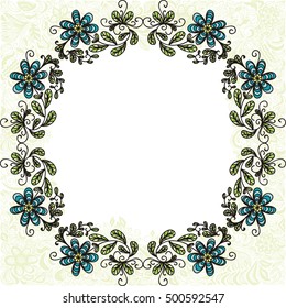 Beautiful floral frame. Vector illustration.