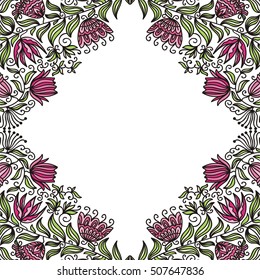 Beautiful floral frame. Vector illustration.