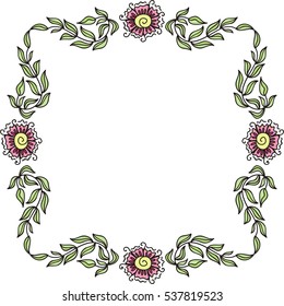 Beautiful floral frame. Vector illustration.