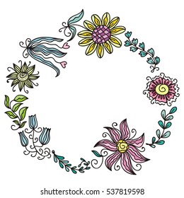 Beautiful floral frame. Vector illustration.