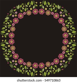 Beautiful floral frame. Vector illustration.
