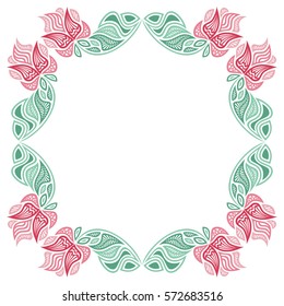 Beautiful floral frame. Vector illustration.