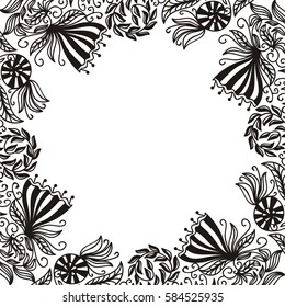 Beautiful floral frame. Vector illustration.