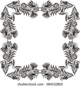 Beautiful floral frame. Vector illustration.