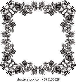 Beautiful floral frame. Vector illustration.