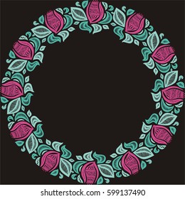 Beautiful floral frame. Vector illustration.