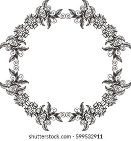 Beautiful floral frame. Vector illustration.