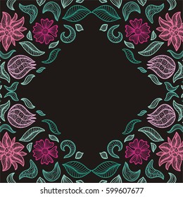 Beautiful floral frame. Vector illustration.