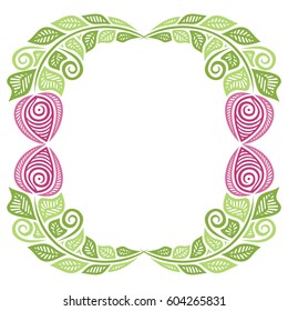 Beautiful floral frame. Vector illustration.